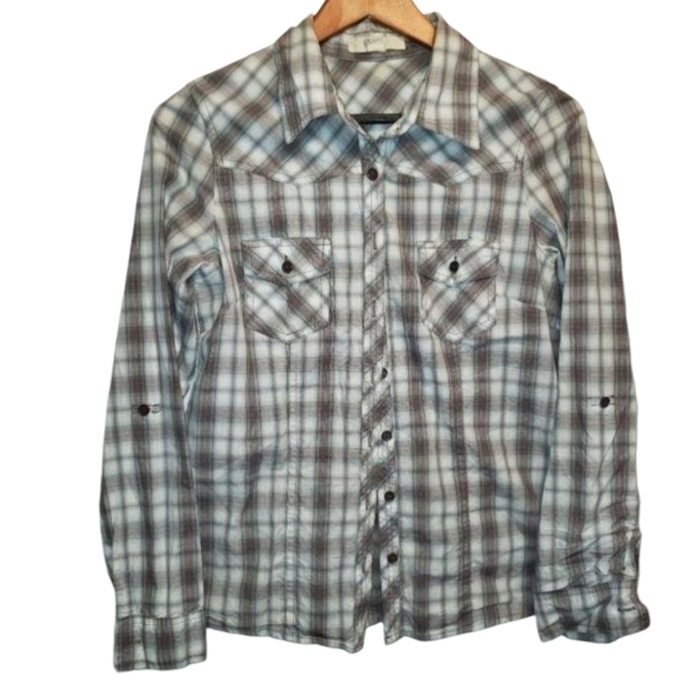 Plaid Shirt Button Down Shirt Women's.  Size Medium. Excellent Condition Pre-own